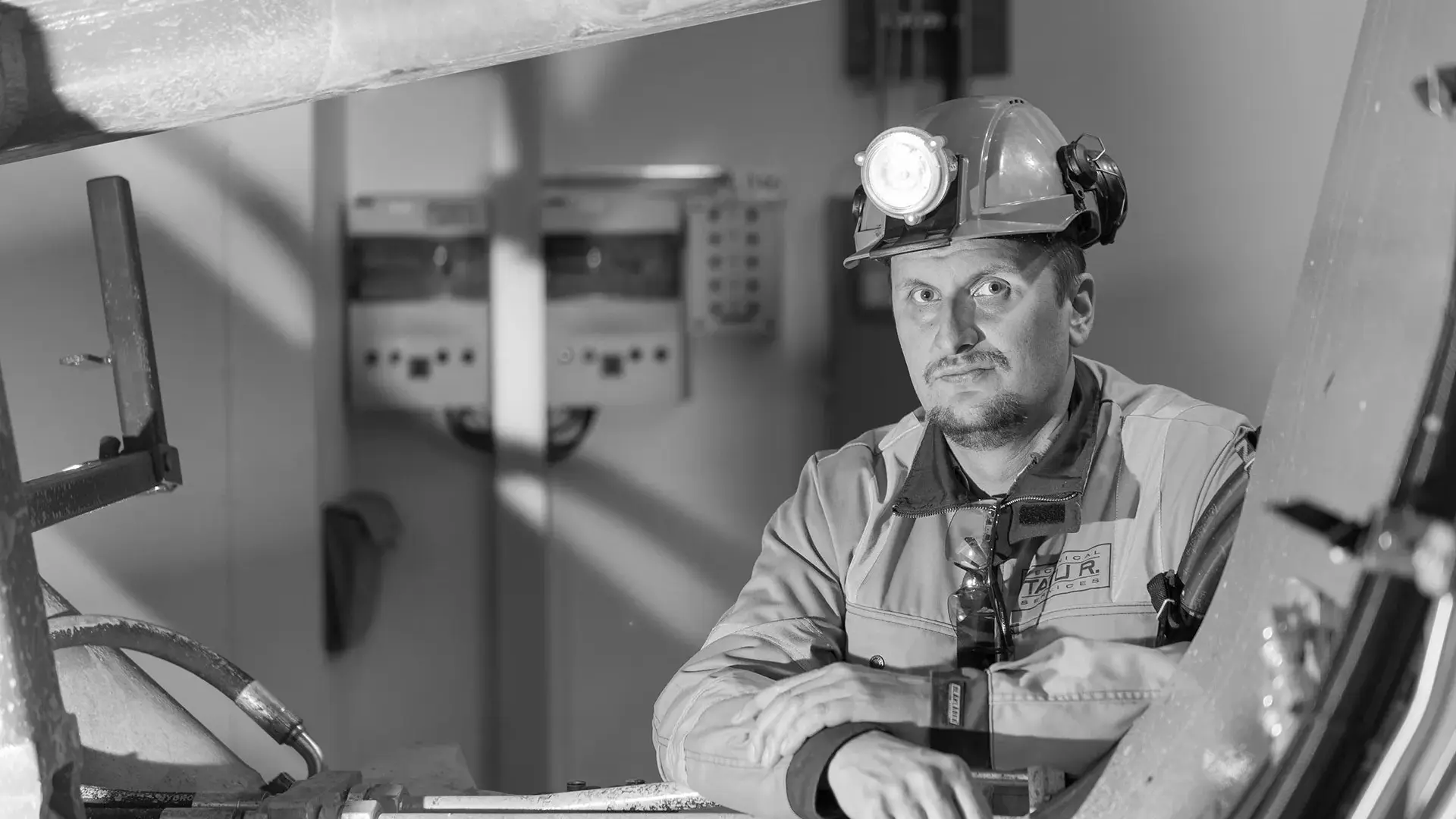 Tatu Raatikainen at the controls of an underground loader