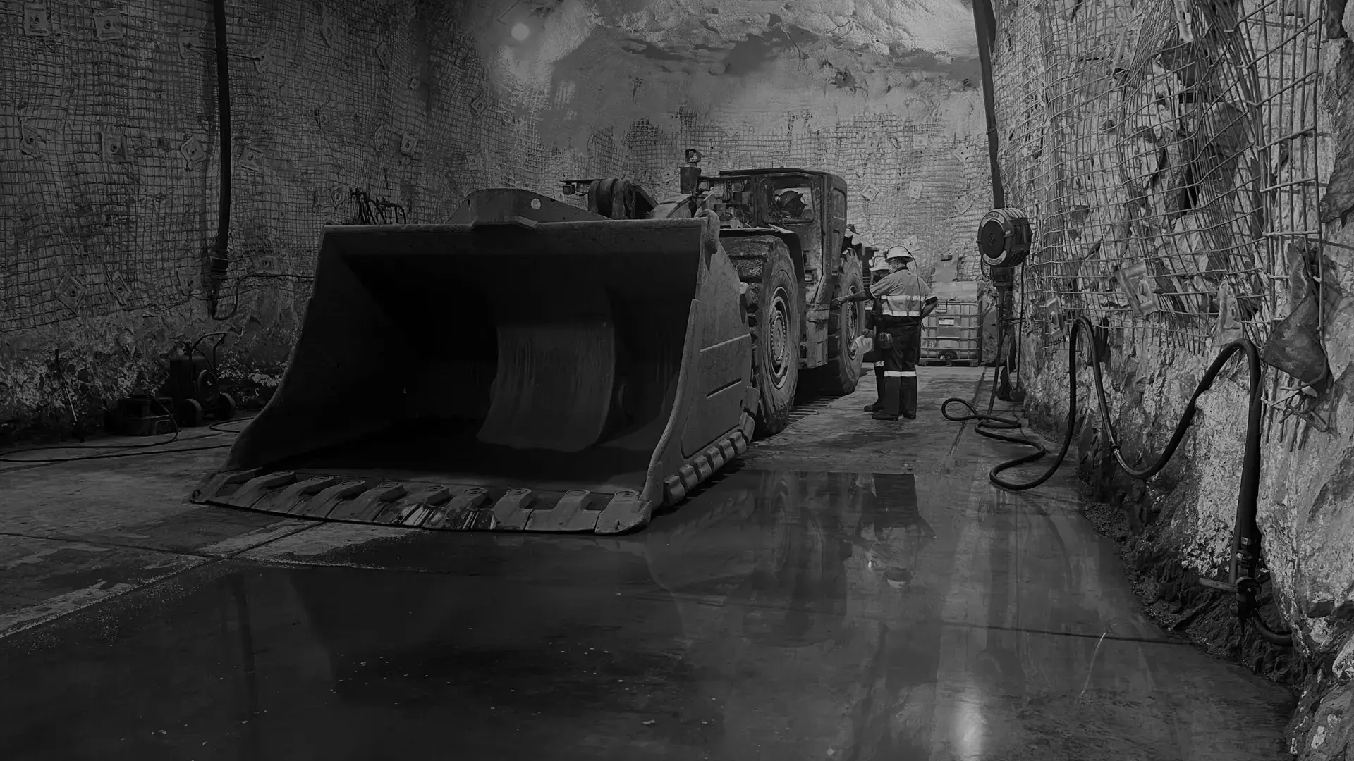 Underground loader in a mine tunnel